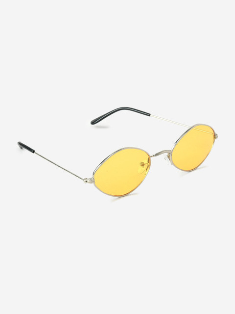 

FUZOKU Men Yellow Lens & Silver-Toned Oval Sunglasses with Polarised Lens FZKSS2020SG0168