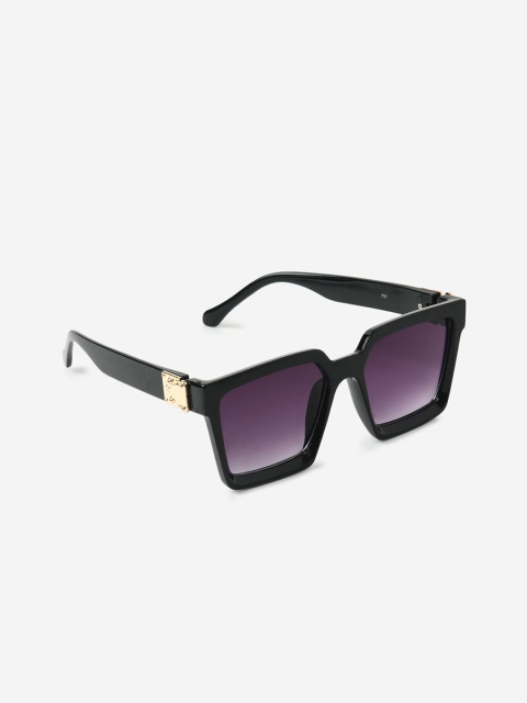 

FUZOKU Men Purple Lens & Black Square Sunglasses with Polarised Lens