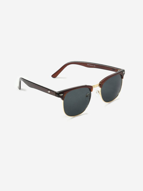 

FUZOKU Men Black Lens & Brown Browline Sunglasses FZKSS2020SG0169