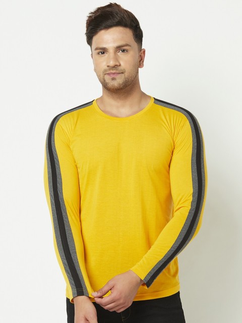 

ELEGANCE Men Yellow Solid Round Neck T-shirt