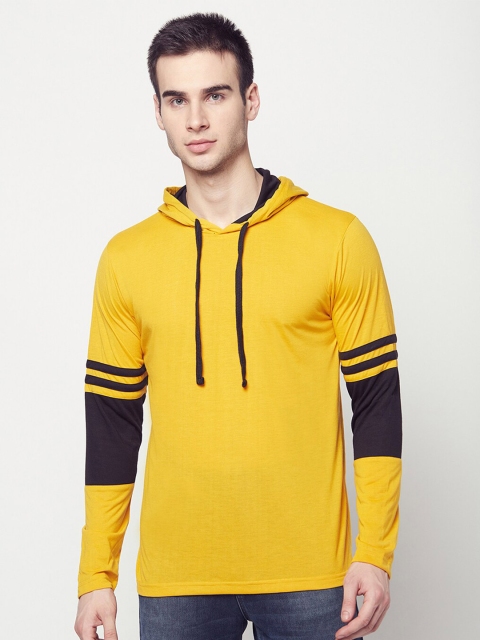 

ELEGANCE Men Yellow Solid Hood T-shirt