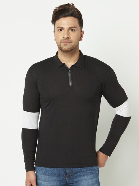 

ELEGANCE Men Black Solid Polo Collar T-shirt