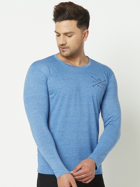 

ELEGANCE Men Blue Solid Round Neck T-shirt