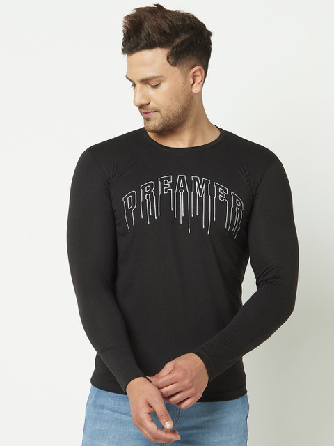 

ELEGANCE Men Black Printed Round Neck T-shirt