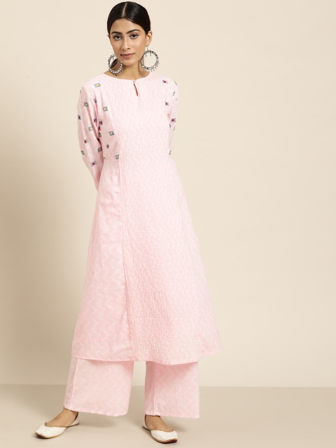 

Moda Rapido Women Pink Printed Pure Cotton Kurta with Palazzos