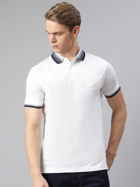 

Tommy Hilfiger Men White Solid Pure Cotton Dyed Polo Collar T-shirt