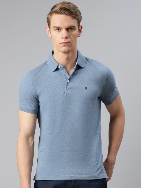 

Tommy Hilfiger Men Blue Solid Slim Fit Polo Collar T-shirt