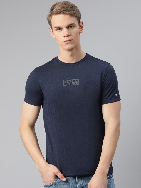 

Tommy Hilfiger Men Navy Blue Brand Logo Print Pure Cotton Round Neck T-shirt