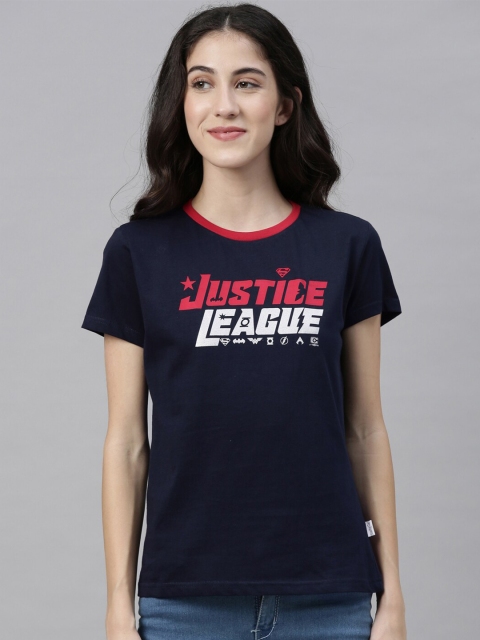 

Snarky Gal Women Navy Blue Printed Round Neck T-shirt