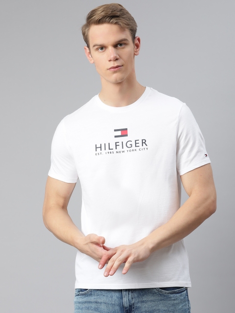 

Tommy Hilfiger Men White Pure Cotton Printed Round Neck Pure Cotton T-shirt