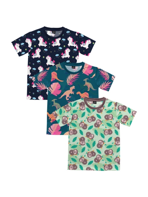 

mezmoda Boys Pack Of 3 Printed Round Neck T-shirt, Blue