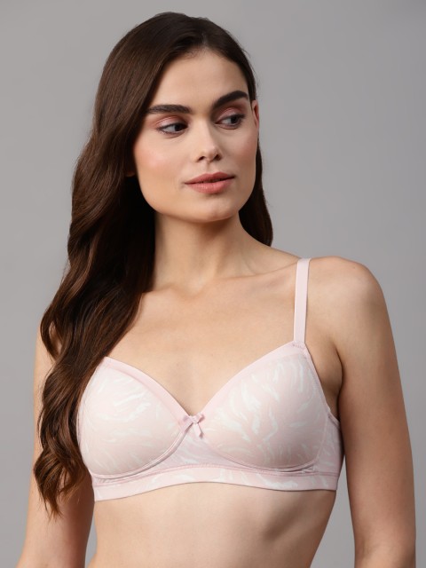 

Marks & Spencer Women Pink & White Abstract Print Lightly Padded T-shirt Bra