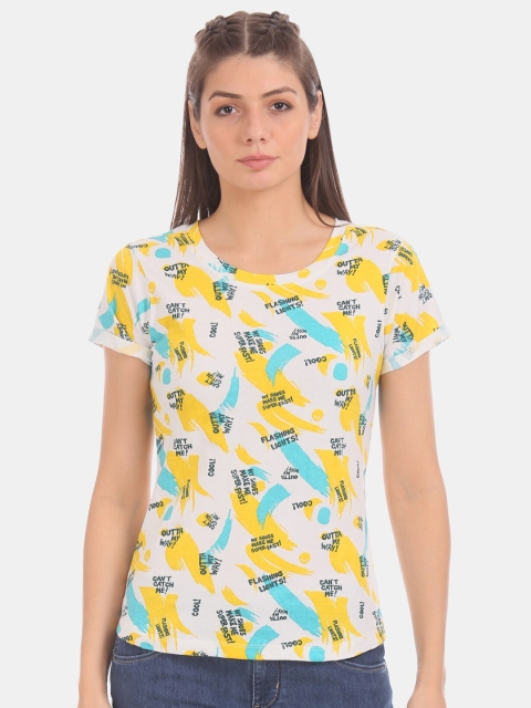 

Cherokee Women White Printed Round Neck T-shirt
