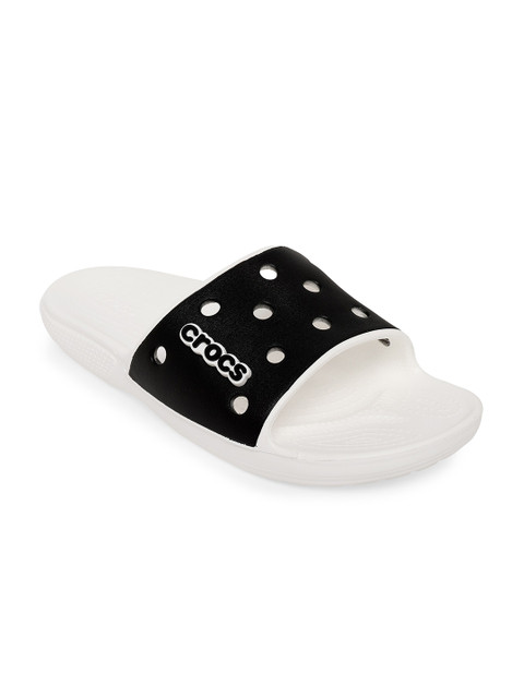 

Crocs Classic Unisex Black White Printed Sliders