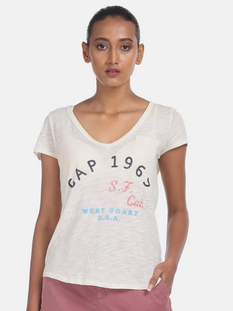

GAP Women White Logo SF Cotton Tee