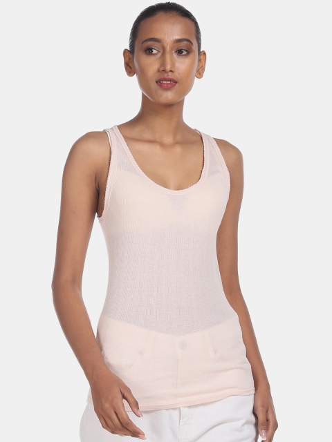 

GAP Women Pink Scoop Neck Pointelle Racerback Tank Top