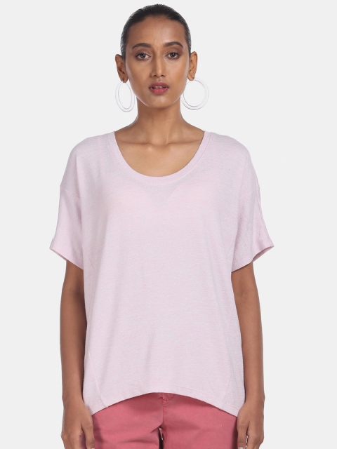 

GAP Women Pink Solid Round Neck T-shirt