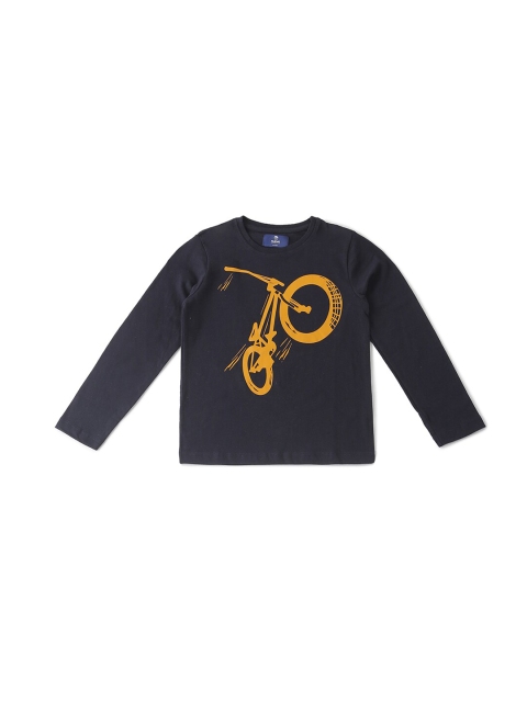 

AUDAZ Boys Navy Blue Pure Cotton Printed Round Neck Pure Cotton T-shirt