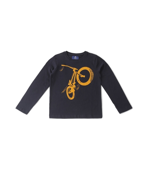 

AUDAZ Boys Navy Blue Pure Cotton Printed Round Neck Pure Cotton T-shirt