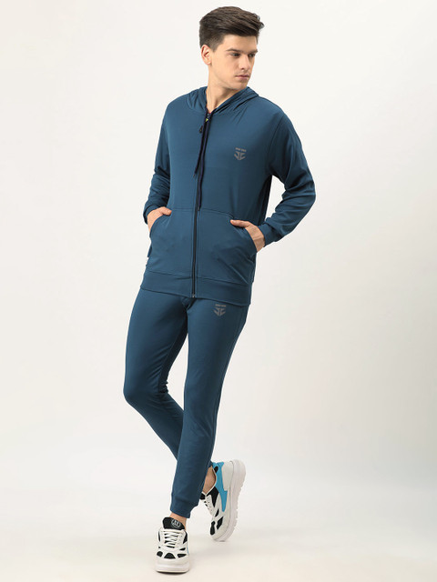 

Sports52 wear Men Blue Solid Hooded Tracksuit
