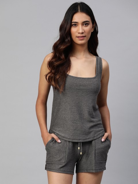 

Marks & Spencer Women Charcoal Grey Solid Shorts Set