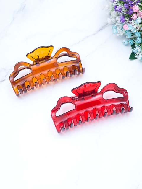 

Golden Peacock Set of 2 Red & Yellow Claw Clip