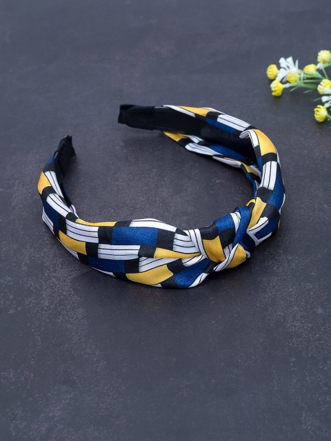 

Golden Peacock Blue & White Printed Knot Detail Hairband