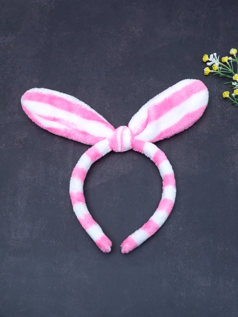 

Golden Peacock Multicoloured Striped Bow-Top Fur Hairband, Multi