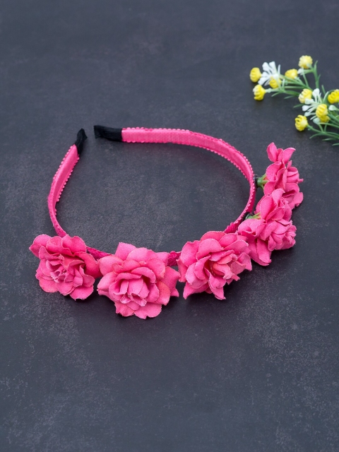 

Golden Peacock Pink Embellished Floral Alice Hairband