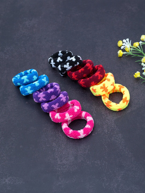 

Golden Peacock Pack of 12 Multicoloured Ponytail Holders, Multi