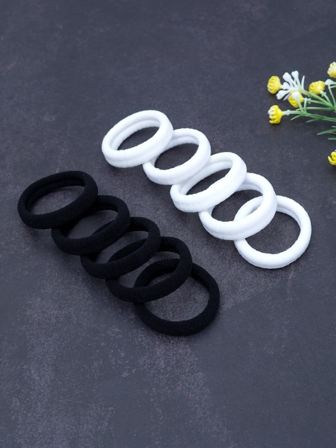 

Golden Peacock Pack Of 10 Black & White Ponytail Holders
