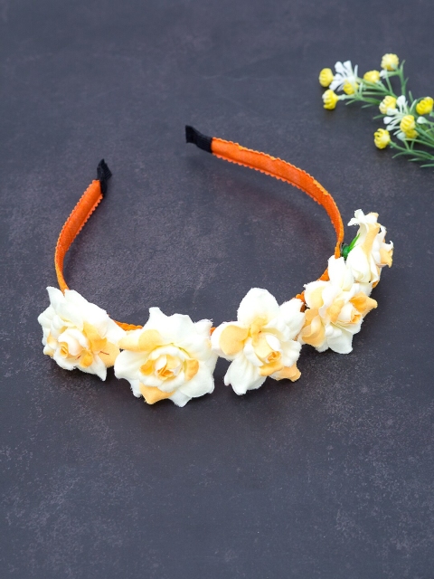 

Golden Peacock Orange Embellished Hairband