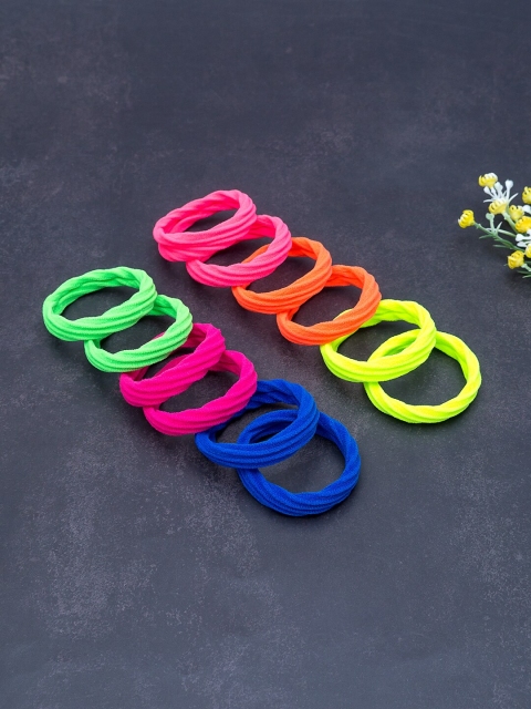 

Golden Peacock Set Of 12 Ponytail Holders, Blue
