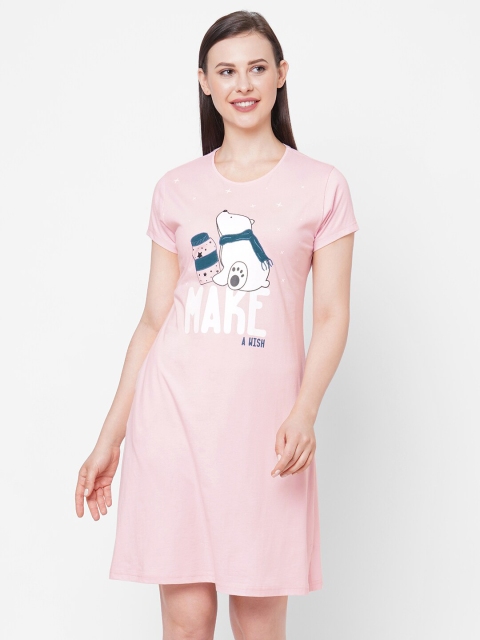 

Sweet Dreams Pink & White Printed Cotton Sleep Shirt
