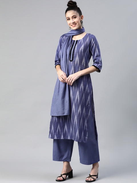 

Sbo Fashion Women Blue & Grey Printed Organic Cotton Kurta with Palazzos & Dupatta