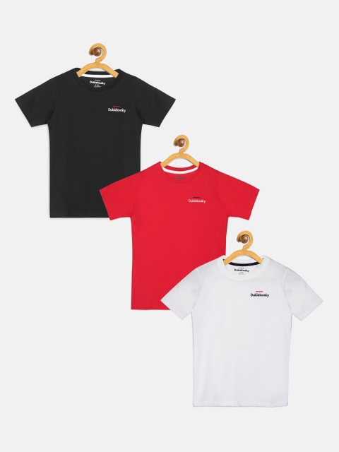 

DukieKooky Boys Pack of 3 Solid Round Neck T-shirts, Black