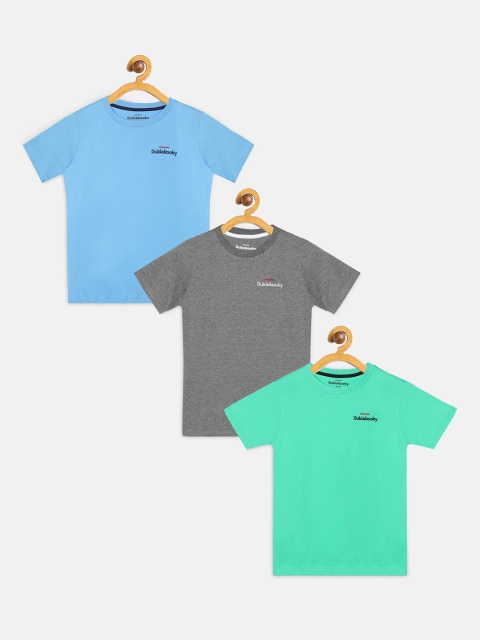 

DukieKooky Boys Pack of 3 Solid Round Neck T-shirts, Blue