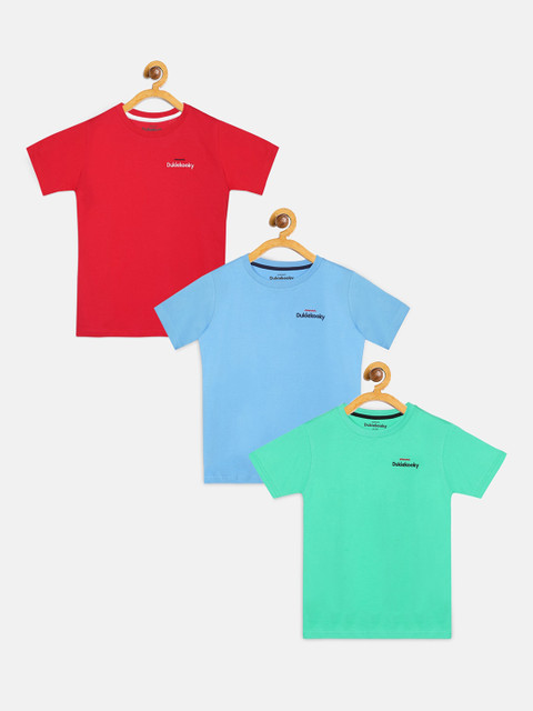

DukieKooky Boys Pack of 3 Solid Round Neck T-shirts, Red