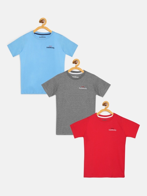 

DukieKooky Boys Pack of 3 Solid Round Neck T-shirts, Blue