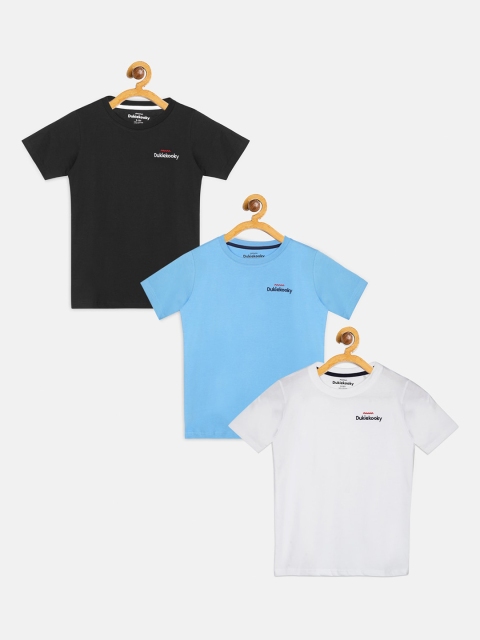 

DukieKooky Boys Pack of 3 Solid Round Neck T-shirts, Black