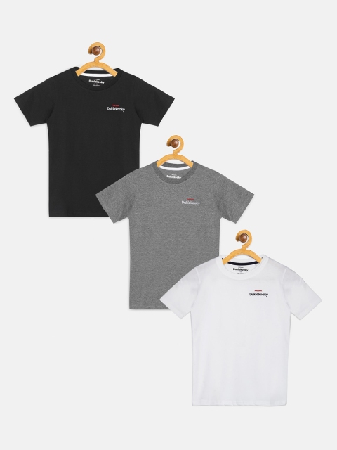 

DukieKooky Boys Pack of 3 Solid Round Neck T-shirts, Black