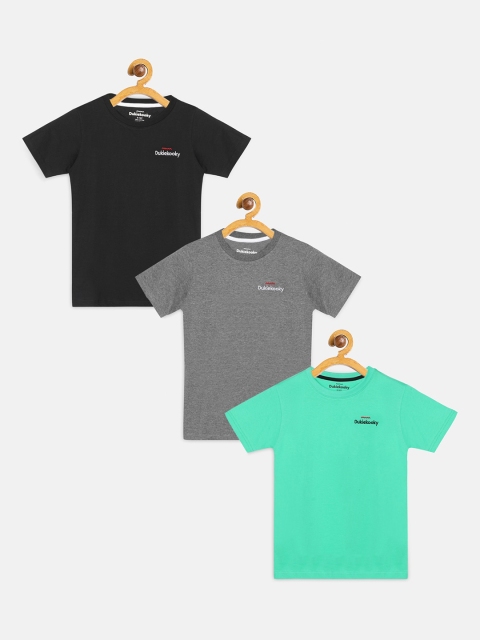 

DukieKooky Boys Pack of 3 Solid Round Neck T-shirts, Black