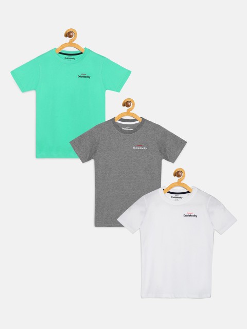 

DukieKooky Boys Pack of 3 Solid Round Neck T-shirts, Green