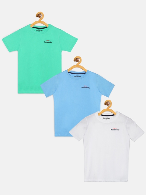 

DukieKooky Boys Pack of 3 Solid Round Neck T-shirts, Green