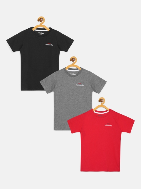 

DukieKooky Boys Pack of 3 Solid Round Neck T-shirts, Black