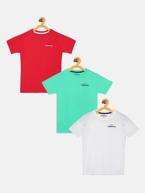 

DukieKooky Boys Pack of 3 Solid Round Neck T-shirts, Red