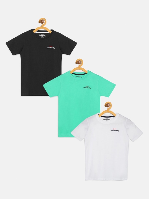 

DukieKooky Boys Pack of 3 Solid Round Neck T-shirts, Black