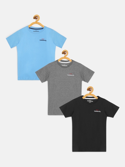 

DukieKooky Boys Pack of 3 Solid Round Neck T-shirts, Blue