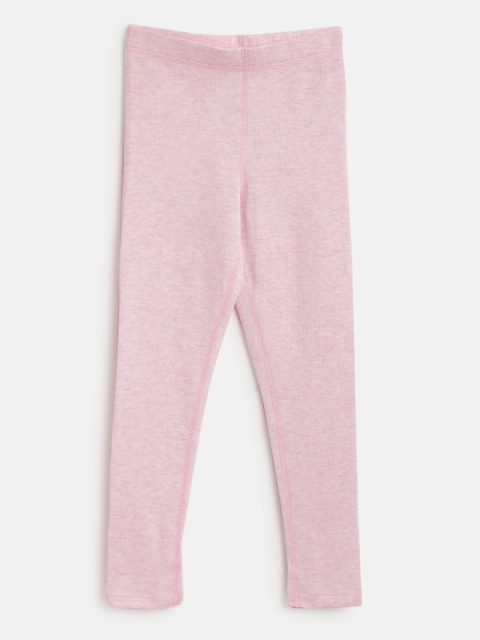 

Marks & Spencer Girls Pink Self Striped Melange Effect Thermal Bottom