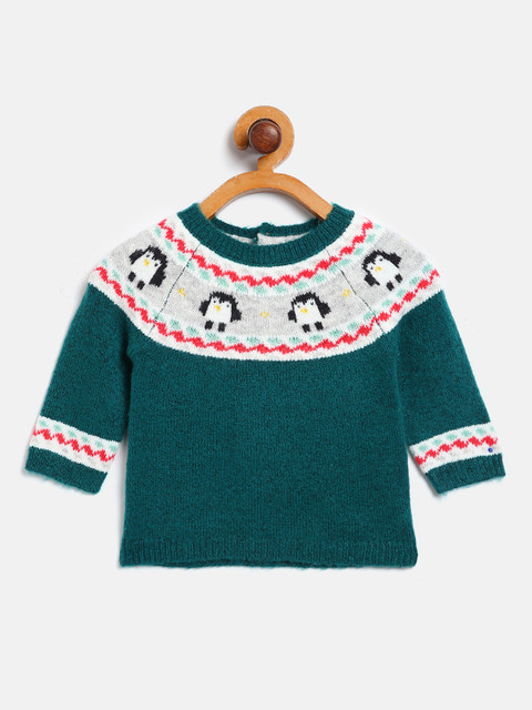 

Marks & Spencer Kids Teal Green & Grey Melange Conversational Patterned Pullover